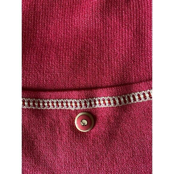 Vintage St John Women's Pink Knit White Trim Zip Jacket - 10 - Picture 8 of 11